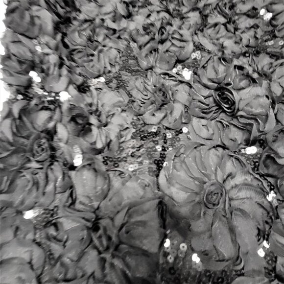 Black Strapless Mini Dress with Sequins and Floral Applique Size M Size L - Picture 3 of 10